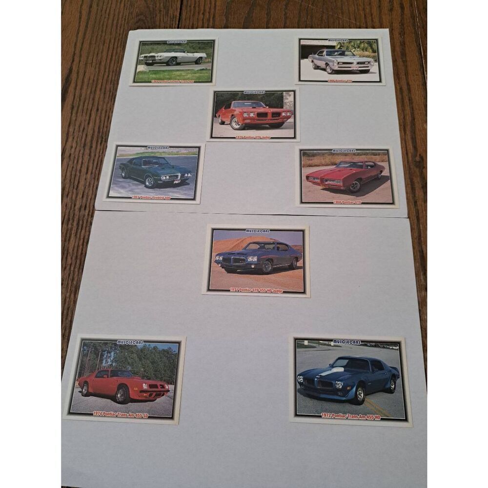 Vintage 1992 Collect A Card Musclecar Trading Cards Lot of 8 Pontiac Car Cards